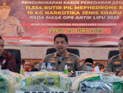 Kapolrestabes Makassar Tindak Narkoba Asal China, 10 Kg Sabu Disita, 107 Orang Diamankan
